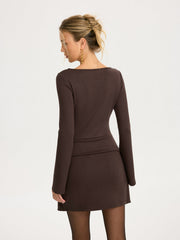 2 in 1 Wrap Long-Sleeve Mini Dress