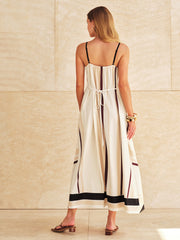 Satin Geometric Stripe Cami Maxi Dress