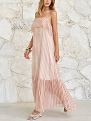 Striped Ruffled Cami Maxi Dress