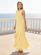 Sleeveless Lace Hem Knit Maxi Dress