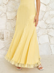 Sleeveless Lace Hem Knit Maxi Dress