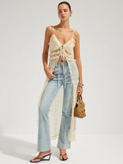 Ruffle Lace Sheer Cami Midi Dress