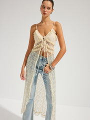 Ruffle Lace Sheer Cami Midi Dress