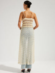 Ruffle Lace Sheer Cami Midi Dress
