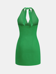 Twisted Halter Cotton Linen Mini Dress