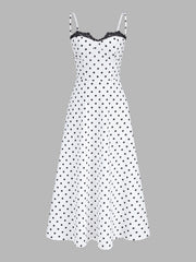 Polka Dot Lace Trim Cami Maxi Dress