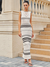 Striped Crochet Knit Maxi Dress