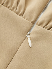 Deep V Neck Pleated Wide Leg Jumpsuit