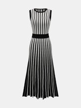 Striped Sleeveless Knit Midi Dress