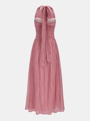 Crinkled Textured Halter Maxi Dress