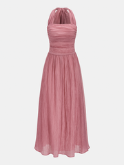 Crinkled Textured Halter Maxi Dress