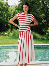Striped Textured Knit Midi Dress