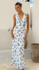 Kamala Maxi Dress - Blue Floral