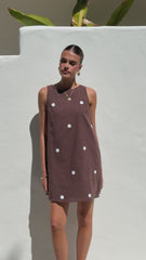 Natala Shift Mini Dress - Chocolate / White Polka Dot