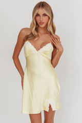 Las Vegas Strappy Back Lace Trim Mini Dress Butter