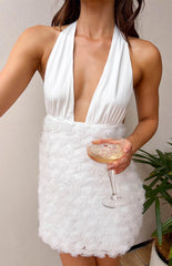 Bday Girl White Halter Mini Dress