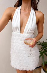 Bday Girl White Halter Mini Dress