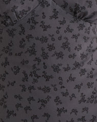 Carmila Gathered Mini Dress in Minimal Flower Dark Grey