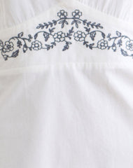 Chandler Mini Dress in White with Cherry Blossom Embroidery