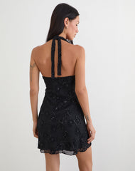 Codami Mini Dress in Sequin Knit Black