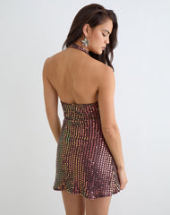 Codamo Mini Dress in Sequin Knit Dark Brown