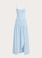 Clemence Bustier Maxi Dress - Blue