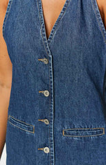 Corbin Denim Halter Neck Mini Dress