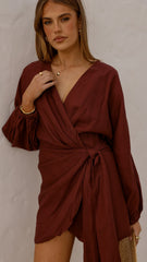 Myra Long Sleeve Mini Dress - Chocolate