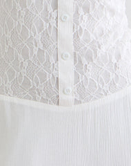 Danira Midi Dress With Lace Waist in Rayon White
