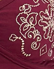 Dimaya Mini Dress in Burgundy with Floral Embroidery