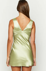 Daphne Sage Satin Mini Dress