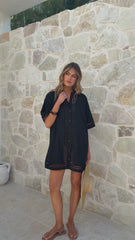 Halia Mini Shirt Dress - Black