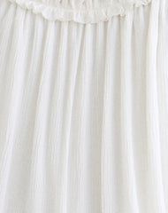 Elowen Frill Mini Dress in Crinkle Off White
