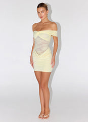 Either Way Off Shoulder Mini Dress - Yellow