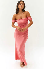 Ella Pink Off Shoulder Prom Dress