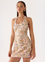 Ellerie Beaded Mini Dress - Pink