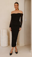 Kylie Maxi Dress Long Sleeve - Black
