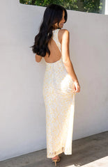 Farida Yellow Lace Maxi Dress
