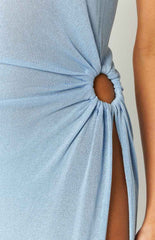 Girls' Night Out Blue Knit Midi Dress