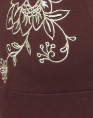 Hepzhi Mini Dress in Bitter Chocolate with Floral Embroidery