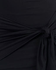 Hikira Plunge Mini Dress in Black with Tie Belt