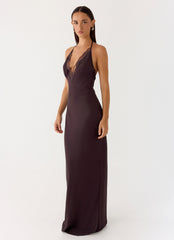 Indya Halter Maxi Dress - Chocolate