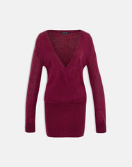 Junbi Wrap Mini Dress in Knit Wine