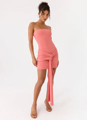 Jiliana Strapless Mini Dress - Coral