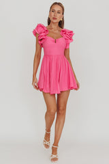Sunday Dreams Ruffle Strap Mini Dress Pink