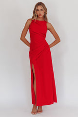 Firelights Lace-Up Back Maxi Dress Red