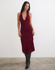 Kamau Dress in Flock Compact Paisley Wine