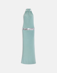 Karuna High Neck Maxi Dress in Aqua Grey