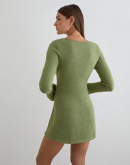 Kodia Mini Dress with Shell in Knit Olive