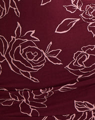 Lanai Mini Dress in Outline Rose Maroon